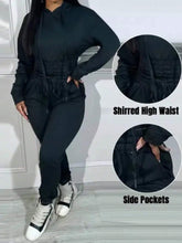 Casual Solid Color Drawstring Hoodie And Sweatpants Set